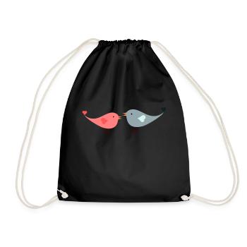 Lovebirds - Drawstring Bag - black - Front