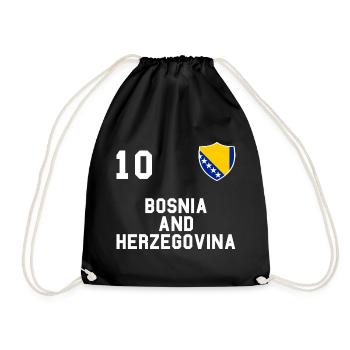 Bosnia and Herzegovina flag football gift - Drawstring Bag - black - Front