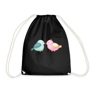 Love bird - Drawstring Bag - black - Front