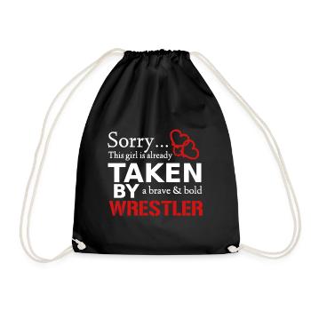 Taken By A Brave And Bold Wrestler - Drawstring Bag - black - Front