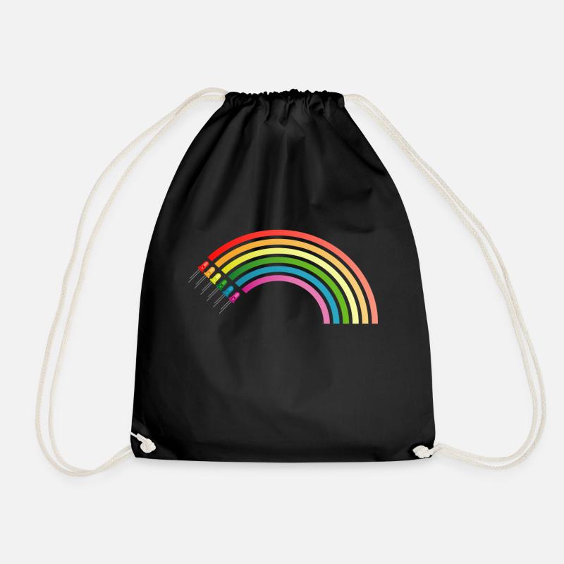 Regenbogen LED - Turnbeutel - Schwarz