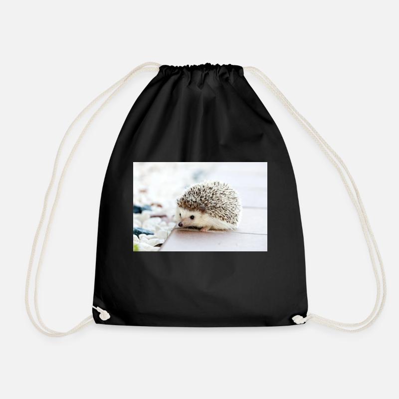 Hedgehog at dawn - Drawstring Bag - black