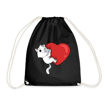 Cat Big Heart Propriétaire de chat - Sac de sport léger - noir - Devant