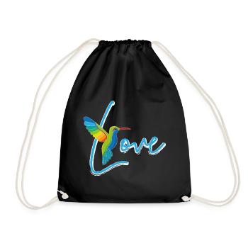 Hummingbird Love white - Drawstring Bag - black - Front