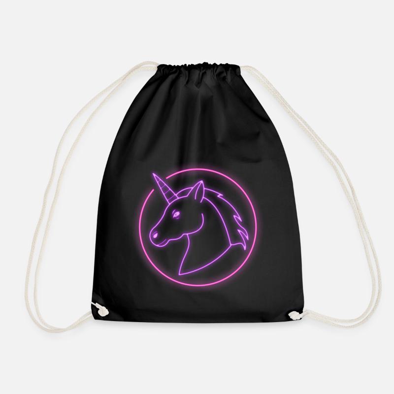 Neon Unicorn - Drawstring Bag - black