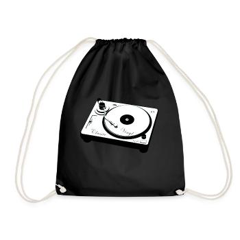 Record player Turntable - Drawstring Bag - black - Front