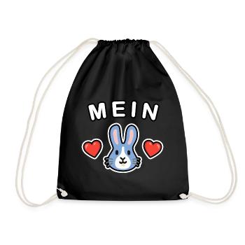 Mein Hase blau mit Herzen ❤️🐰❤️ - Turnbeutel - Schwarz - Vorne