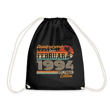 Geburtstag Vintage Geschenkidee Februar 1994 - Turnbeutel - Schwarz - Vorne