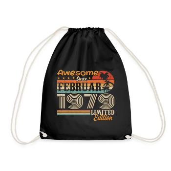 Geburtstag Vintage Geschenkidee Februar 1979 - Turnbeutel - Schwarz - Vorne