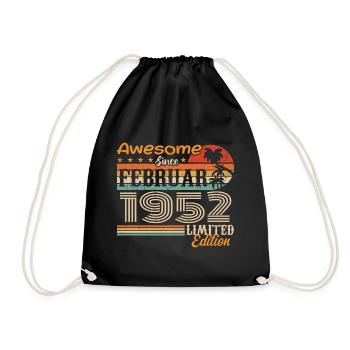 Geburtstag Vintage Geschenkidee Februar 1952 - Turnbeutel - Schwarz - Vorne
