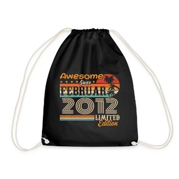 Geburtstag Vintage Geschenkidee Februar 2012 - Turnbeutel - Schwarz - Vorne