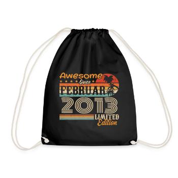 Geburtstag Vintage Geschenkidee Februar 2013 - Turnbeutel - Schwarz - Vorne