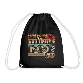 Geburtstag Vintage Geschenkidee Februar 1997 - Turnbeutel - Schwarz - Vorne