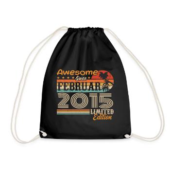 Geburtstag Vintage Geschenkidee Februar 2015 - Turnbeutel - Schwarz - Vorne