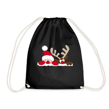 nicholas nikolaus reindeer rentier christmas weihn - Turnbeutel - Schwarz - Vorne