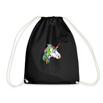 unicorn,a rebellious unicorn - Drawstring Bag - black - Front