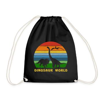 Dinosaurier Welt Retro, Schattenfigur - Turnbeutel - Schwarz - Vorne