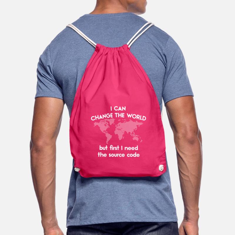 funny speech coding source code programmer Drawstring Bag