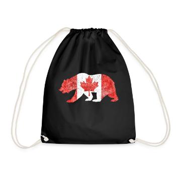 Kanada Souvenir - Kanada Flagge in Bären-Umrissen - Turnbeutel - Schwarz - Vorne