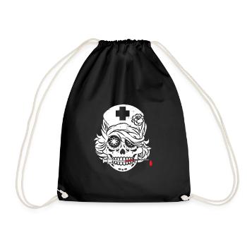 Funny Skull Nurse Design - Drawstring Bag - black - Front