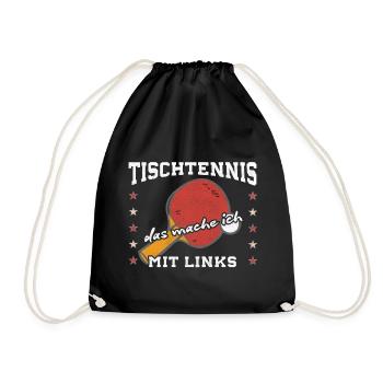 Tischtennis mit links - Tischtennisspieler - Turnbeutel - Schwarz - Vorne