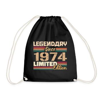 1974 Vintage 1974 Birthday Born In 1974 - Drawstring Bag - black - Front
