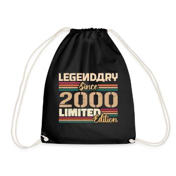 2000 Vintage 2000 Geburtstag geboren im Jahr 2000 - Turnbeutel - Schwarz - Vorne