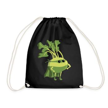 Kohlrabi Gemüse Superfood Vegetarier Vegan Held - Turnbeutel - Schwarz - Vorne