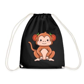 Monkey Tomato Design for Monkey Lovers - Drawstring Bag - black - Front