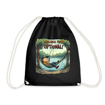 Attraper du poisson ? Optionnel! Chemise de pêche pêcheur - Sac de sport léger - noir - Devant
