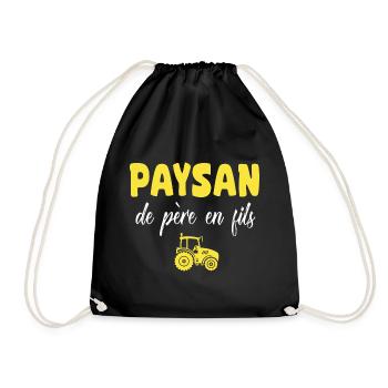Tracteur paysan de père en fils agriculteur - Sac de sport léger - noir - Devant