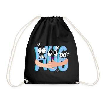 Blue Cartoon Cuddle - Humorous - Drawstring Bag - black - Front