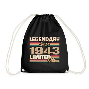 1943 Vintage 1943 Birthday Born In 1943 - Drawstring Bag - black - Front