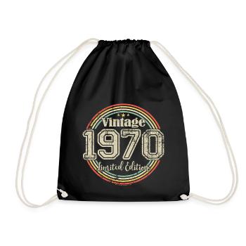 Vintage Retro Limited Edition 1970 Geburtstag - Turnbeutel - Schwarz - Vorne