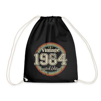 Vintage Retro Limited Edition 1984 Birth Year - Drawstring Bag - black - Front