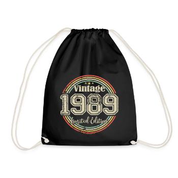 Vintage Retro Limited Edition 1989 Birth Year - Drawstring Bag - black - Front