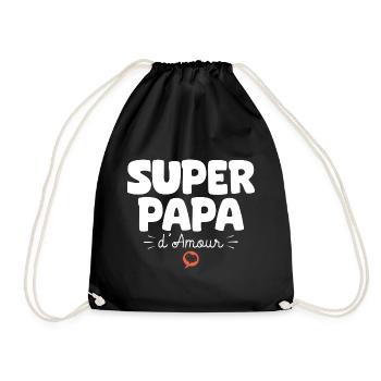 Papa drôle Fête des Pères Super papa d'amour - Sac de sport léger - noir - Devant