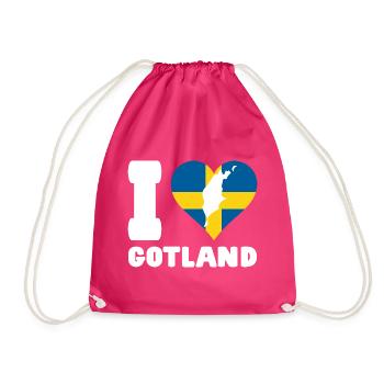 I LOVE GOTLAND Schweden - Turnbeutel - Fuchsia - Vorne