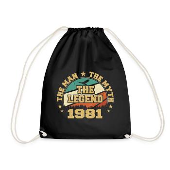 1981 Birthday Born In 1981 Retro Vintage - Drawstring Bag - black - Front