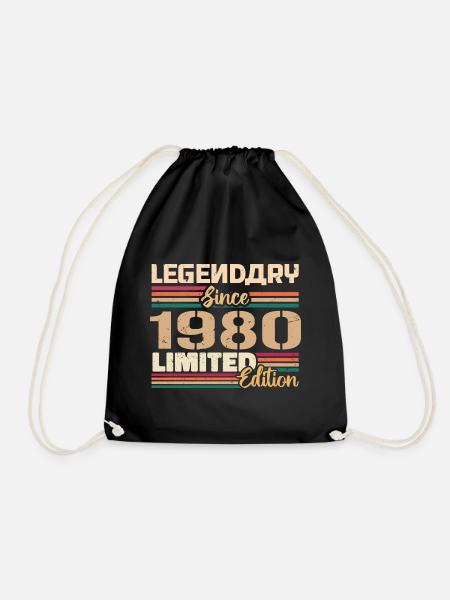1980 Vintage 1980 Birthday Born In 1980 - Drawstring Bag - black