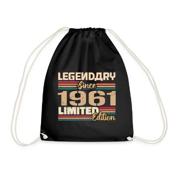 1961 Vintage 1961 Birthday Born In 1961 - Drawstring Bag - black - Front