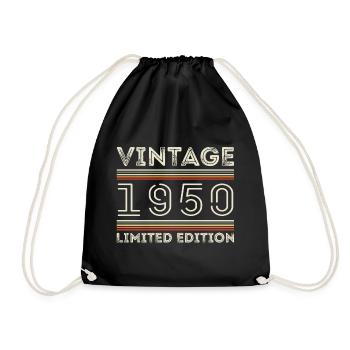 Jahrgang 1950 - Jahr 1950 Geburtstagsgeschenk 1950 - Turnbeutel - Schwarz - Vorne