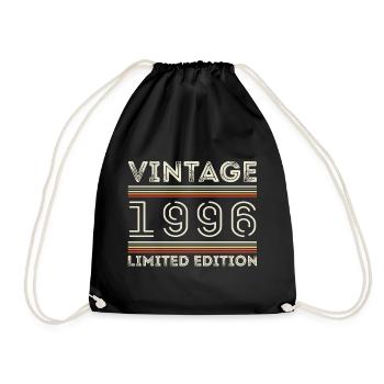 Vintage 1996 - Year 1996 Birthday Gift 1996 - Drawstring Bag - black - Front