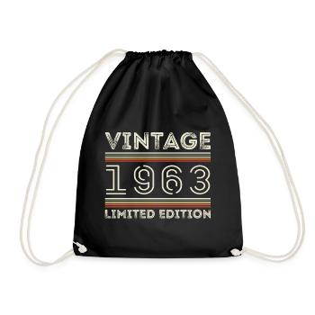 Vintage 1963 - Year 1963 Birthday Gift 1963 - Drawstring Bag - black - Front