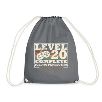 20. Geburtstag Level 20 Complete 20 Jahre Geschenk - Turnbeutel - Grau - Vorne
