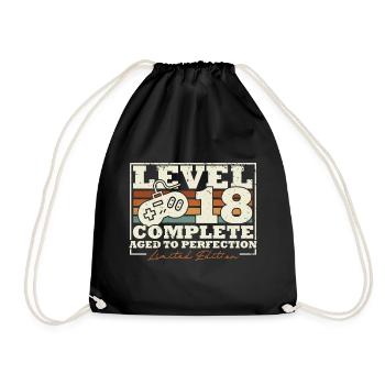 18 Birthday Level 18 Complete 18 Years Gift - Drawstring Bag - black - Front