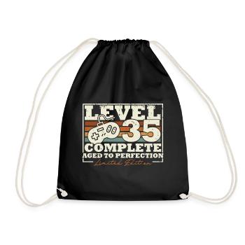 35 Geburtstag Level 35 Complete 35 Jahre Geschenk - Turnbeutel - Schwarz - Vorne