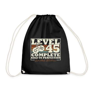 45 Birthday Level 45 Complete 45 Years Gift - Drawstring Bag - black - Front