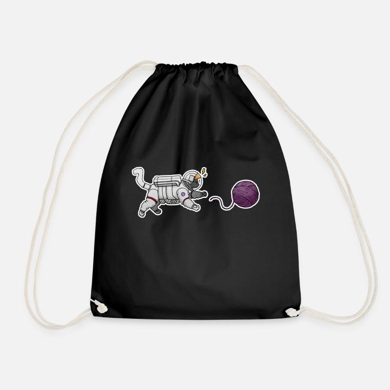 Astronaut cat - Drawstring Bag - black