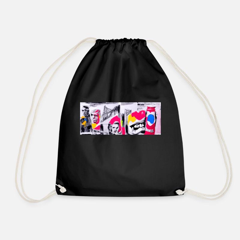 Retro Pop Art 80 Jahre Design - Turnbeutel - Schwarz